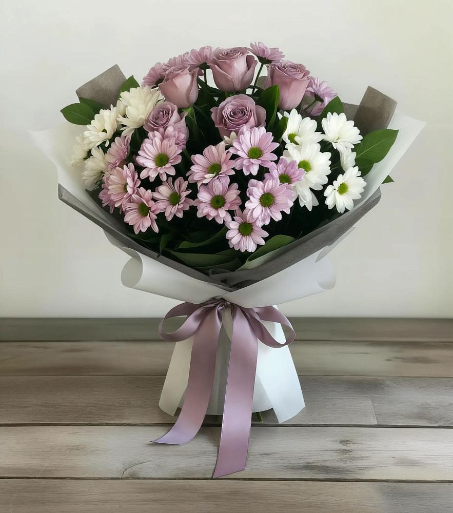 Букет цветов из: Хризантемы и Розы в Ермаковской