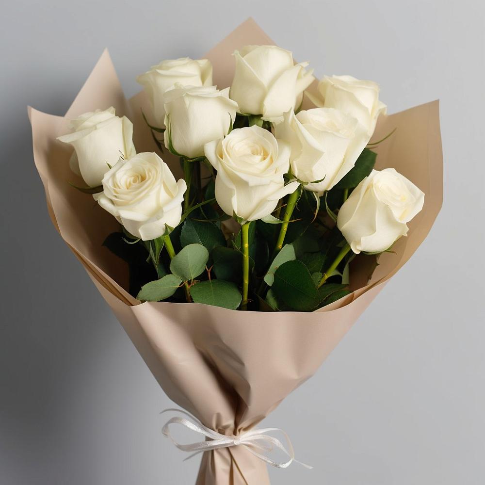 Букет 9 Белых роз Эдлесс Лав в Ермаковской