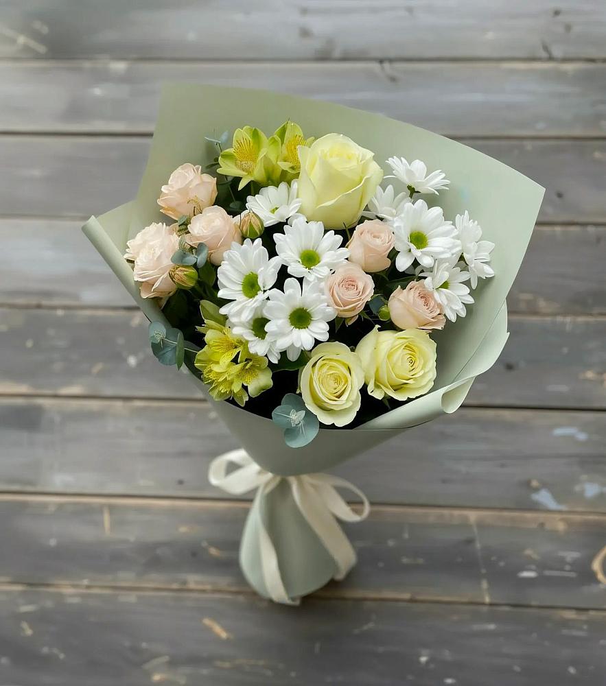 Букет цветов из: Альстромерии, Розы и Хризантемы в Ермаковской