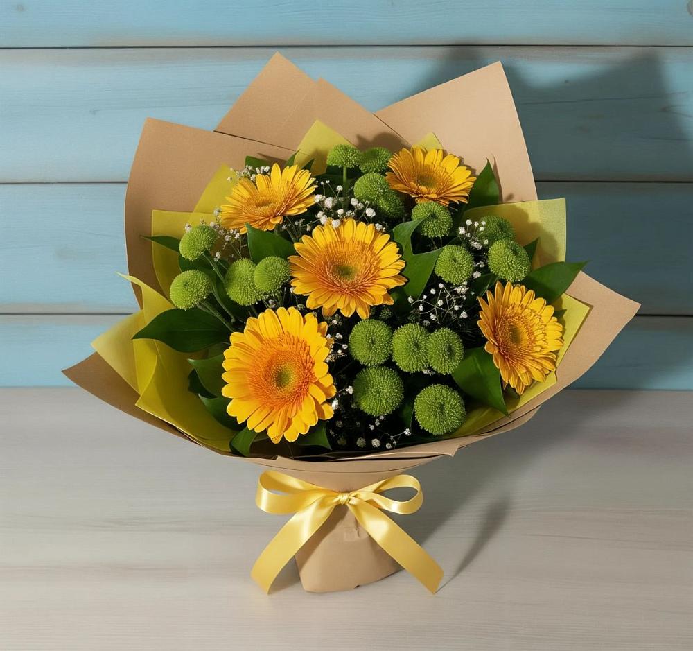 Букет цветов из: Герберы и Хризантемы в Ермаковской