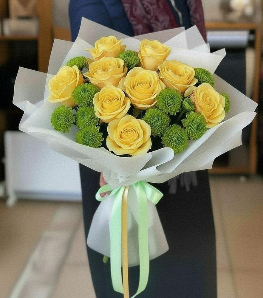 Букет цветов из: Хризантемы и Розы в Ермаковской