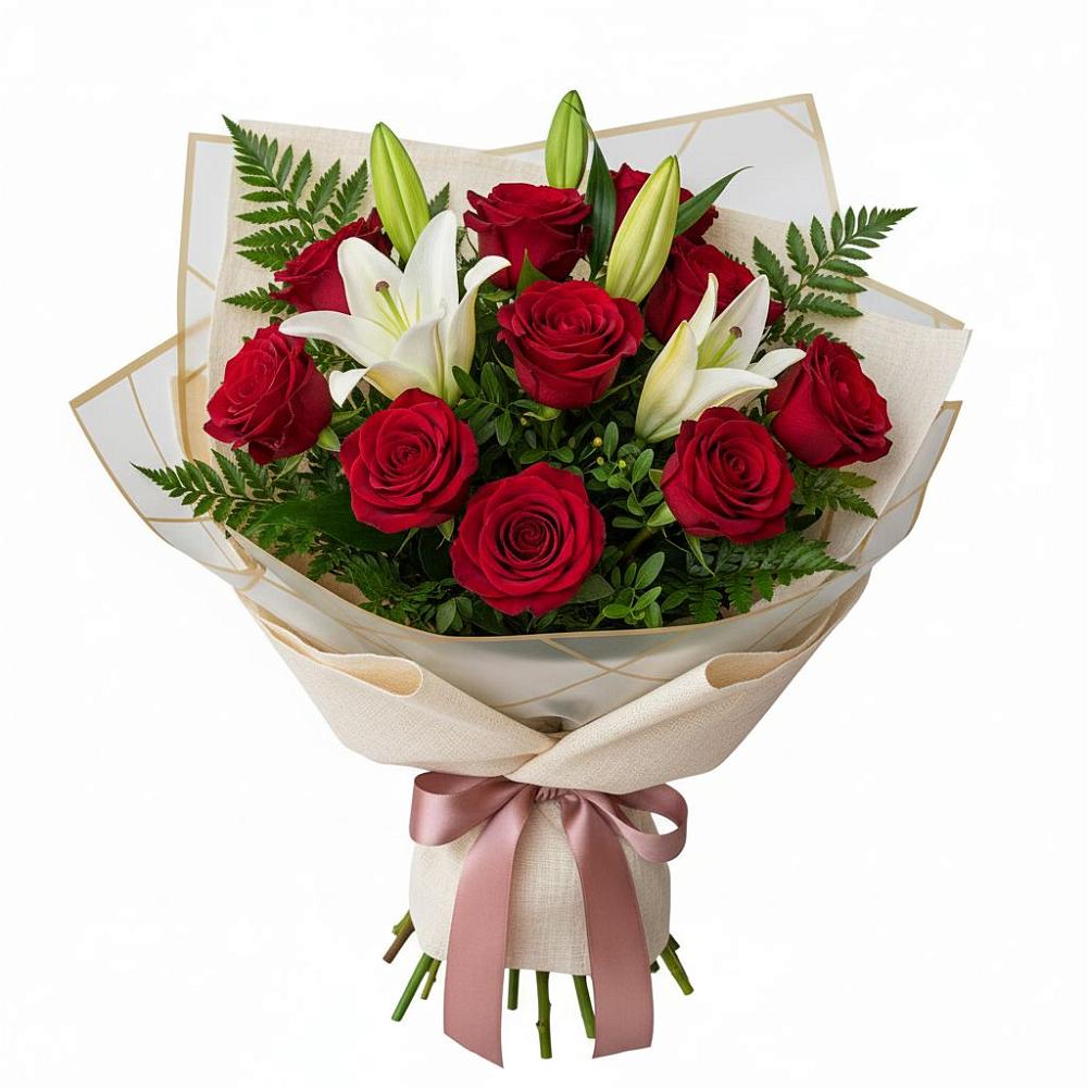 Букет цветов из: Лилии и Розы в Ермаковской