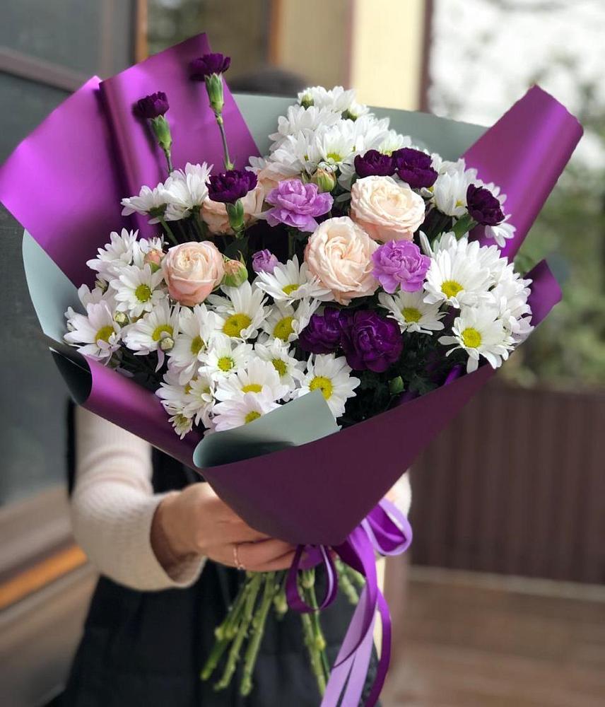 Букет цветов из: Хризантемы, Гвоздики и Розы в Ермаковской