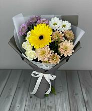 Букет цветов из:  Розы, Герберы и Хризантемы в Ермаковской
