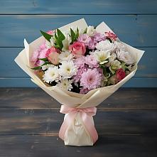 Букет цветов из:  Хризантемы, Альстромерии и Розы в Ермаковской