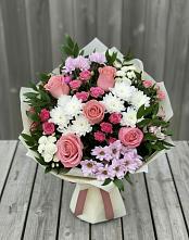 Букет цветов из:  Альстромерии, Гвоздики, Розы и Хризантемы в Ермаковской