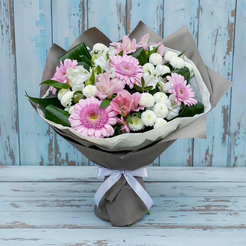 Букет цветов из: Герберы, Альстромерии и Хризантемы в Ермаковской