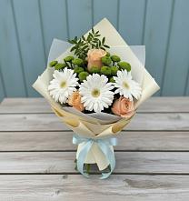 Букет цветов из:  Герберы, Розы и Хризантемы #REPLACE_PRED# Ермаковской