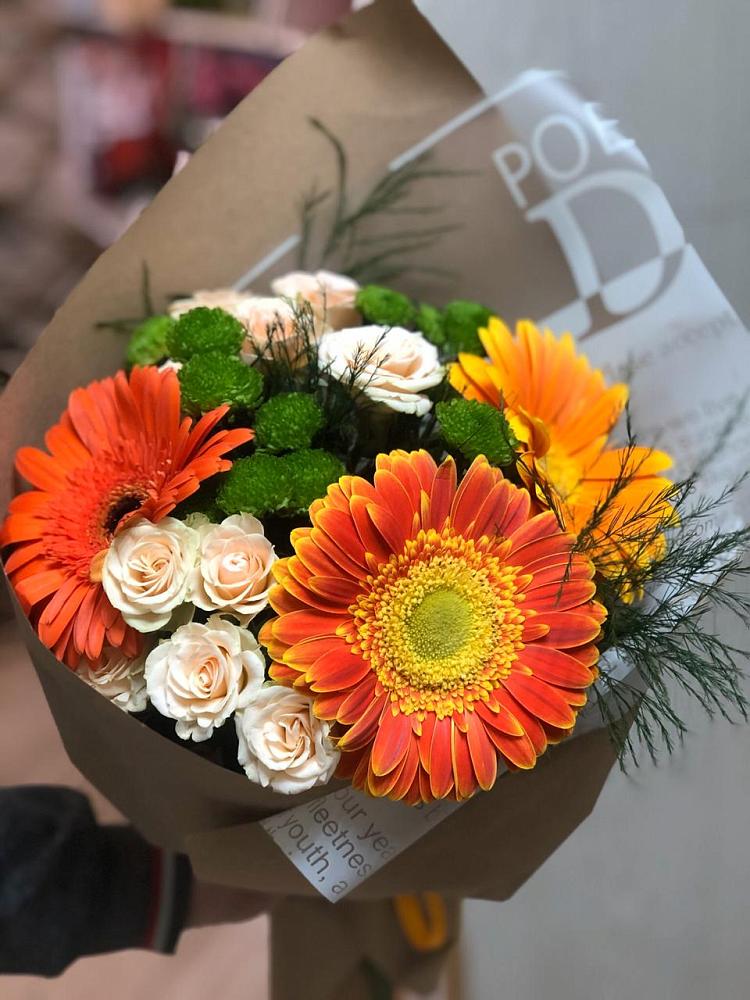 Букет цветов из: Герберы, Хризантемы и Розы в Ермаковской
