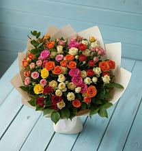 Букет Микс из разноцветных кустовых роз в Ермаковской