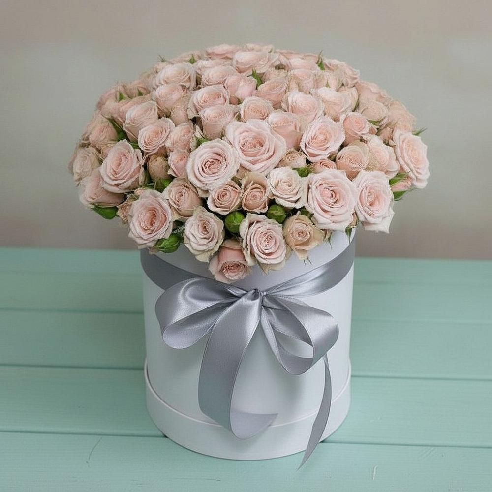 Цветочная композиция из Розы в шляпной коробке в Ермаковской